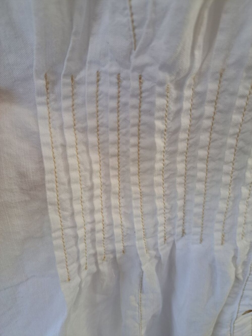 Pilcro White Linen Bld Button-Down Blouse XL Pleated Waist Anthropologie Linden - Picture 8 of 14